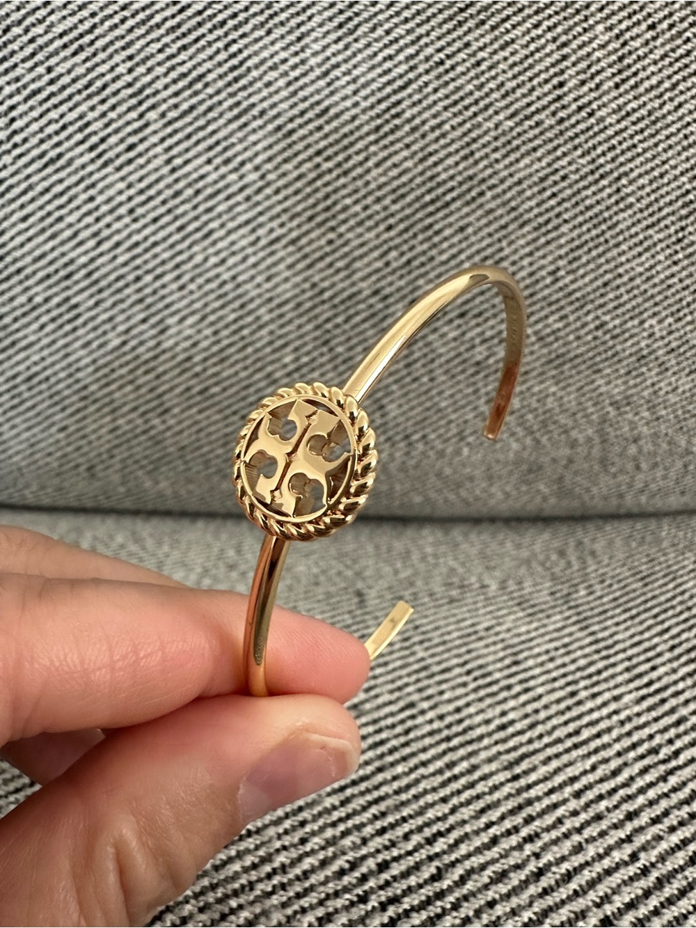 Tory Burch Gold-Tone Logo Medallion Cuff Bracelet